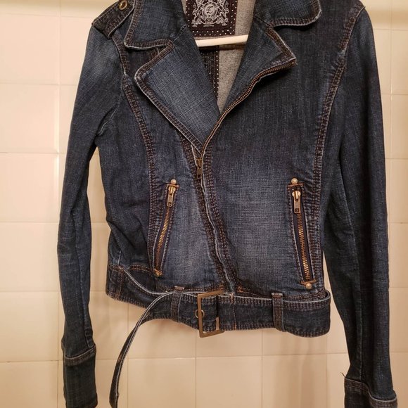 Esprit stretch denim ladies belted jacket 90's style Y2K - Picture 6 of 7